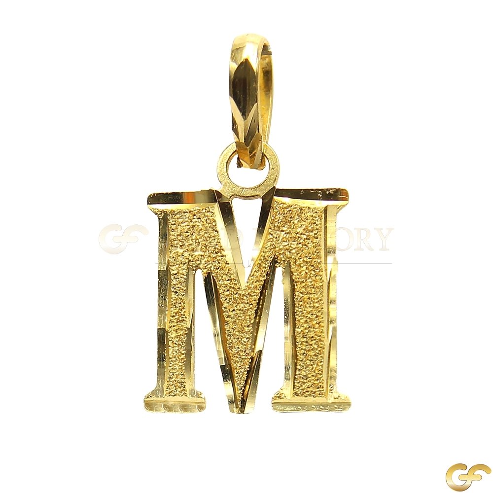 Cut-Out Design 'M' Initial Pendant with Sandblast Finish